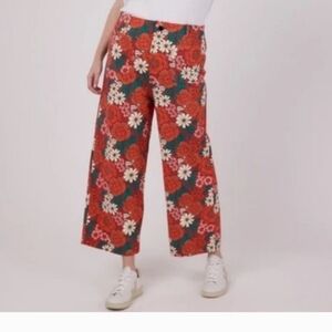 JOANIE Pippa Retro Style Floral Wide-Leg Cropped Pants